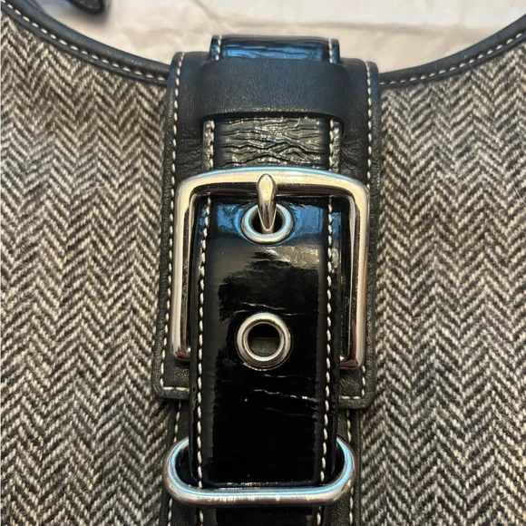 🔥 Vintage COACH Herringbone Wool Hamptons Hobo Bag – Style 1407 – EUC - Picture 3 of 9